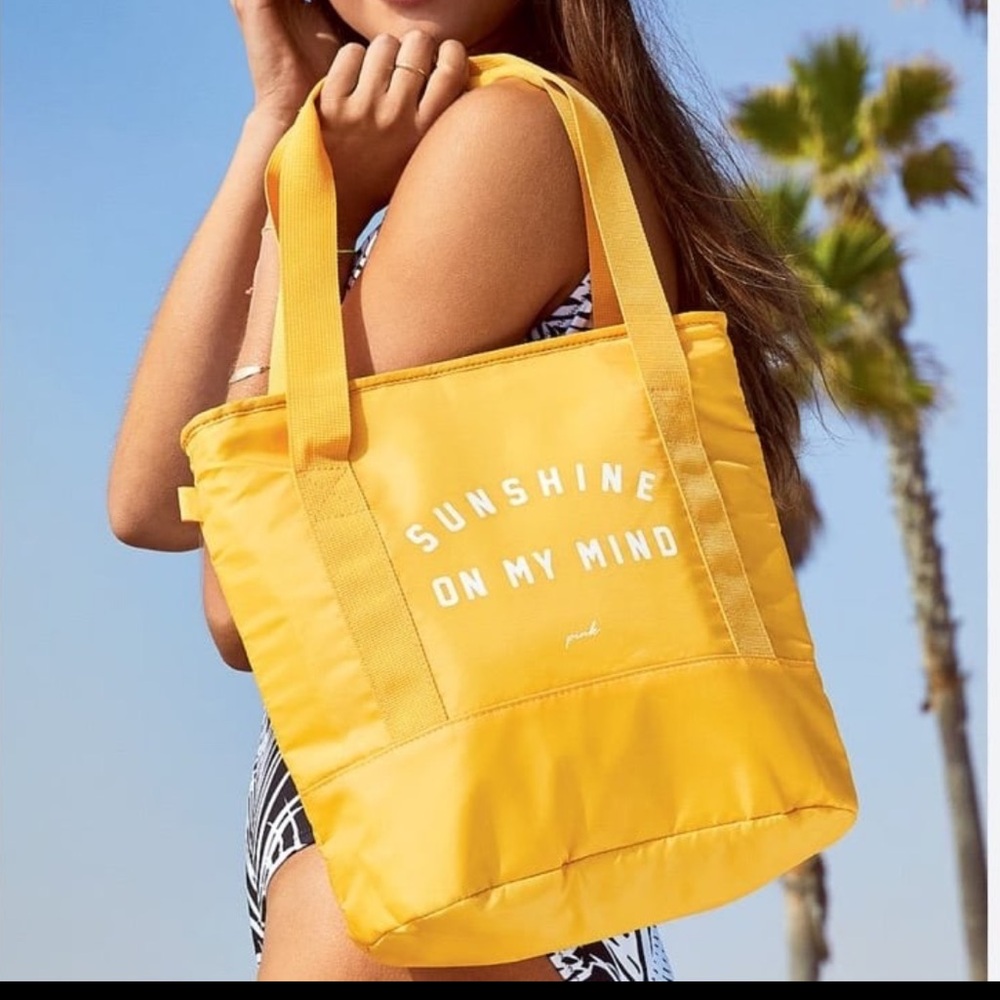 NWT Victoria's Secret Pink Yellow Cooler Tote in Banana Sunshine on my Mind.